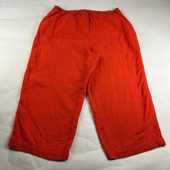 Old Navy Warm Sunset Orange Crinkle Cotton High Rise Wide Leg Pant XXL - Picture 6 of 7